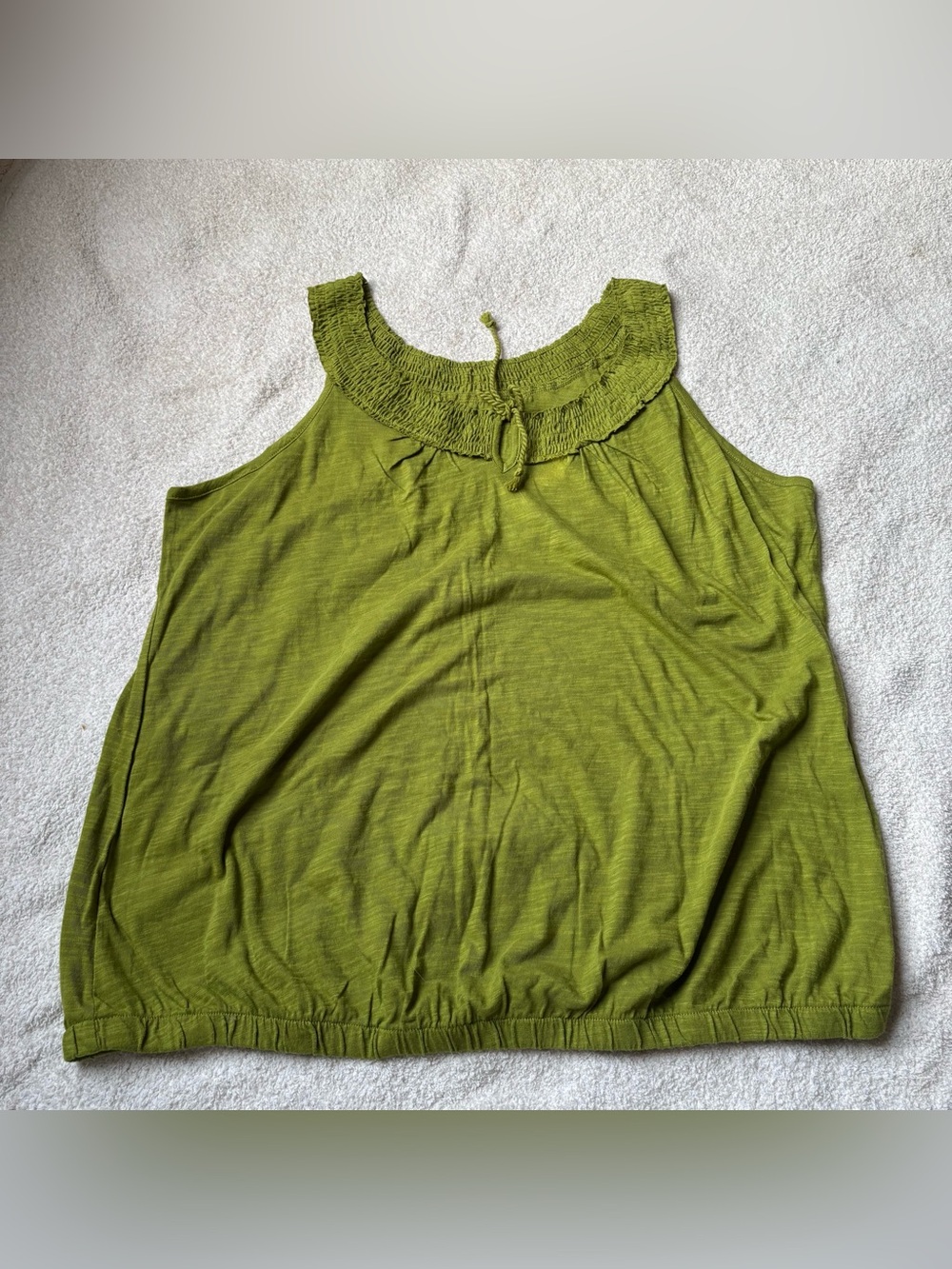 Lane Bryant Green Smocked Neck Cotton Slub Tank Top Size 18/20